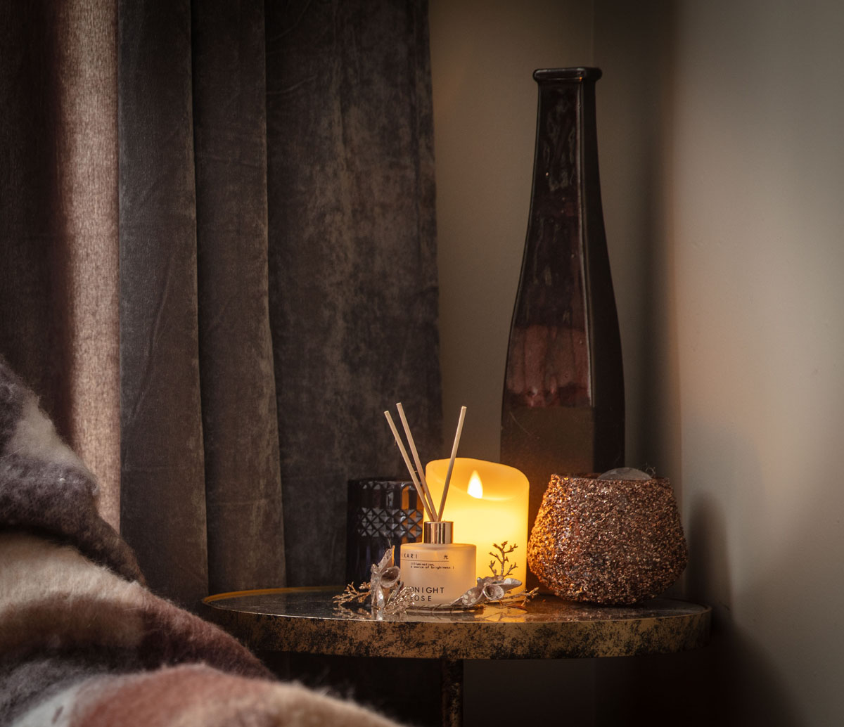 Candle & incense sticks in a calming counsellor's therapy room
